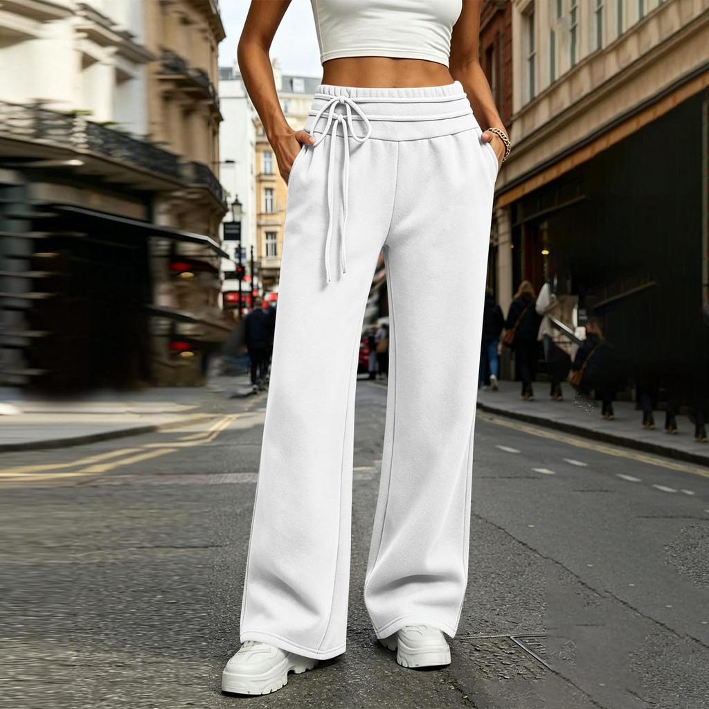 Women's Color Loose Fit Drawstring Sweatpants with Pockets for Casual Wear