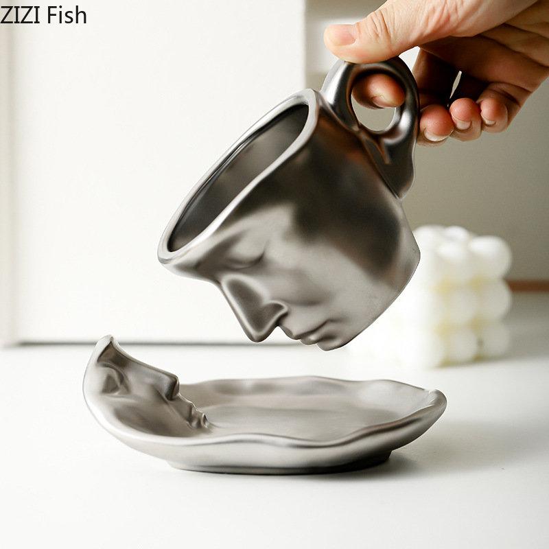 Tazza Bacio sul Viso Tazza in Ceramica Creativa Tazza Acqua Coppia Tazza Caffè Tè Pomeridiano Set Tazze Set Bere Ufficio Casa Regalo Amico