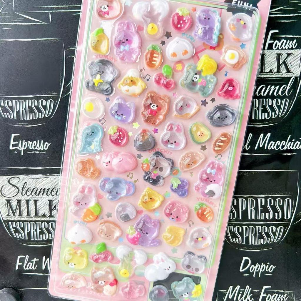 3D Embossed Cartoon Animal Gem Stickers: Cute Crystal Rhinestone and Shell Fairy Decorations for Kids