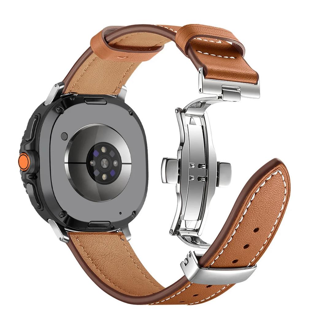Kožený pásek pro Samsung galaxy watch 8 40 44mm /8 classic 46mm Obchodní řemínek pro galaxy ultra 2025/7 47mm Náramek pro chytré hodinky