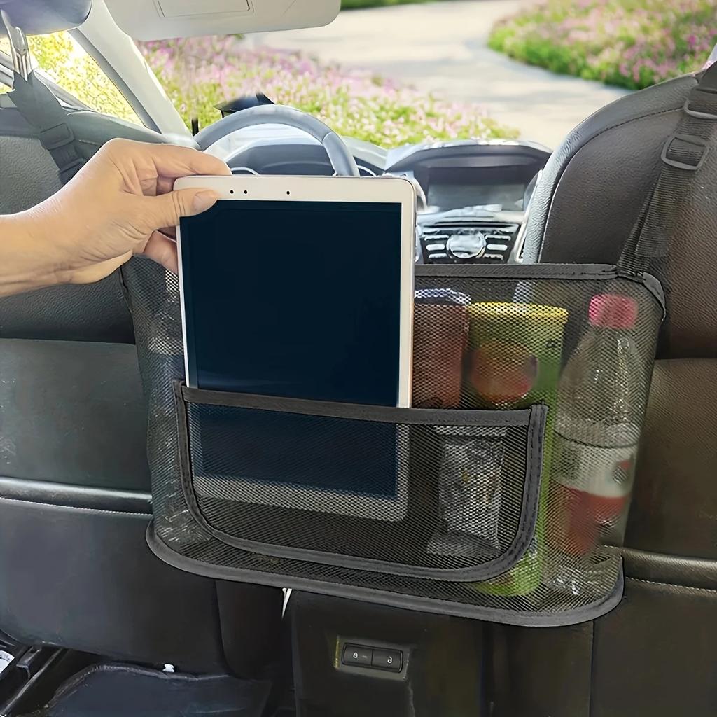 Large Capacity Car Seat Net Pocket Handbag Purse Holder Mesh Back Pouch Between Seats Storage Bag Organizer Car Accessories