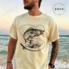 Retro Fish Fishing Print T-shirt Men Summer Breathable Tee T-Shirts Beach Vacation Casual Shirts Fisherman Gift Oversized Tops
