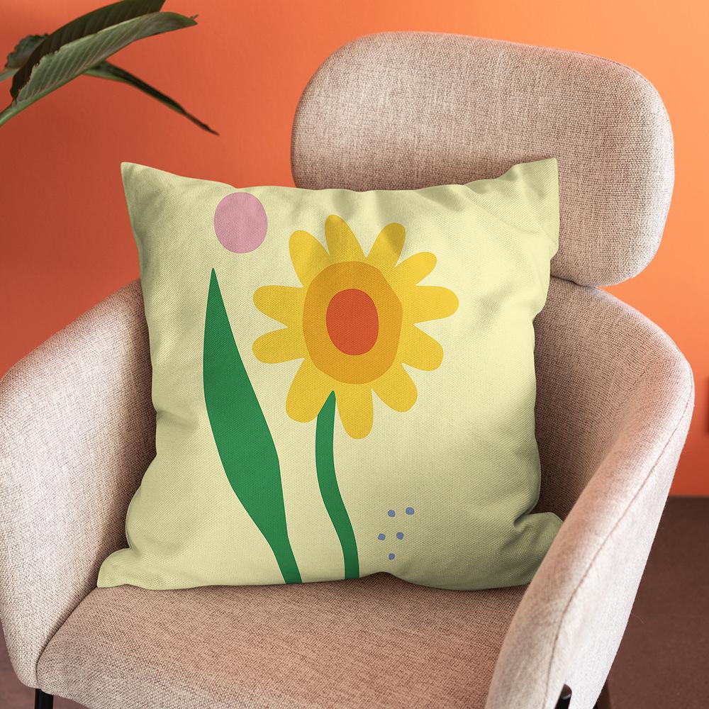 Nordic Abstract Art Flower Print Pillowcase Short Plush Pastoral Simple Home Sofa Cushion Car Cushion