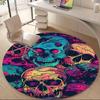1PC Skull Vibrant Office Round Area Rug, Mat Suitable For Office, Under Office Chairs Bedroom Living Room Home Decor, Room Deco