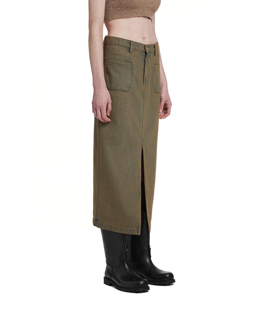 TRUNK PROJECT Denim Maxi Skirt_Khaki