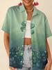 Love printed short-sleeved shirt women's summer loose casual lapel shirt retro niche top