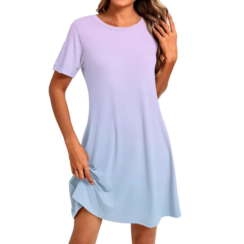 Women's Fashion Casual Print Round Neck Short Sleeve Short Dress