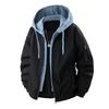 Wintermode Zweiteiliger Look Jacke Herren Frühling und Herbst Locker Trend Wasserdicht Outdoor Arbeit Freizeit Einfarbig Kapuzenjacke
