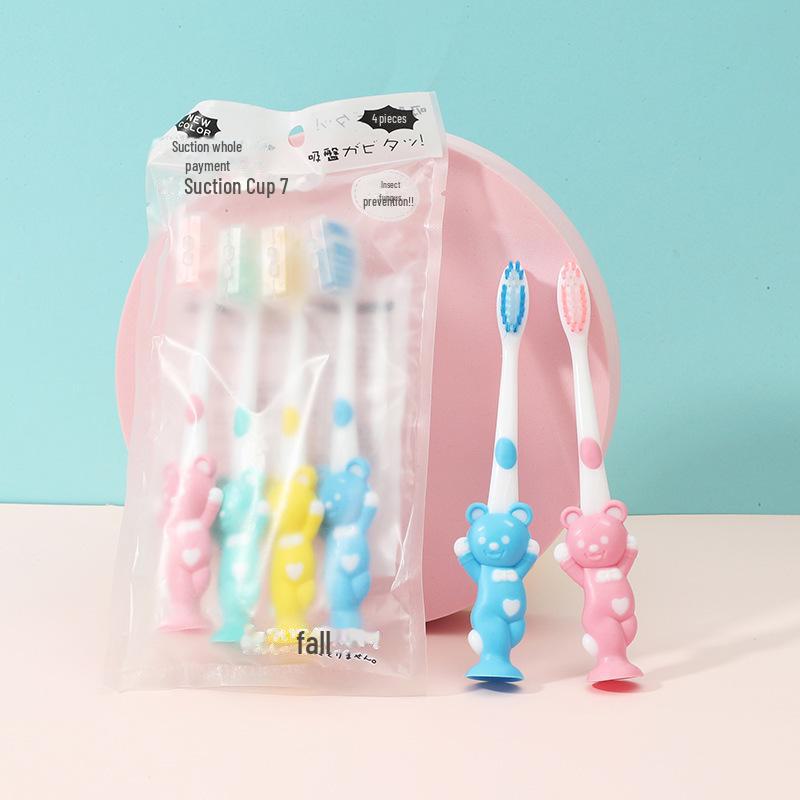 

Мягкая зубная щетка для детей с изображением мультяшного медведя и кролика - Macaron Candy Colors, 4 шт. в упаковке