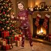 Christmas Printed Family Matching Long Sleeve Neck Loungewear Set for Parents and Kids
