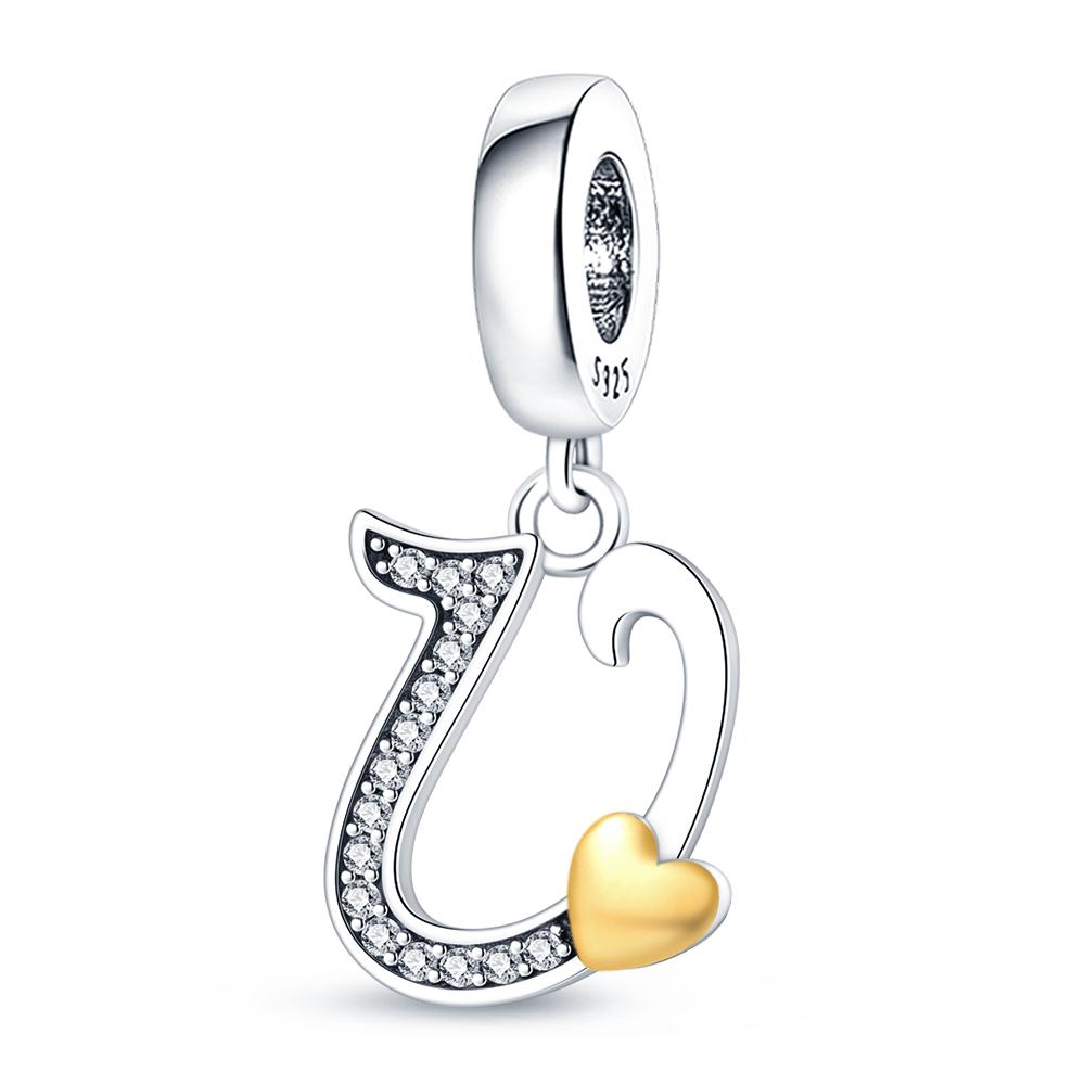 925 Silver Gold A-Z Alphabet 26 Letters Charms Bead Pendant Fit Bracelet Bangle Necklace Jewelry For Women Man