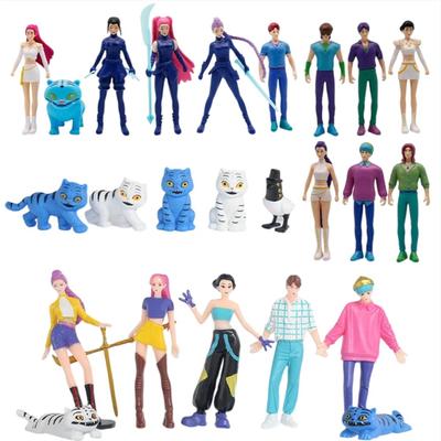 12 pçs/Conjunto Kpop Caçadores de Demônios Figura de Ação Brinquedo Derpys Tigre Rumi Mira Zoey Sussy Boneca Figuras Para Fãs Presente