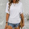 Lockeres kurzärmeliges T-Shirt Damen Unifarben Rundhals Oberteil Mode