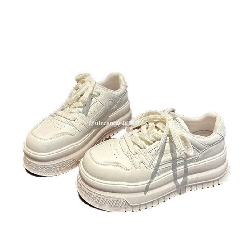 Cowhide Version Muffin Thick Sole Heightening Little White Shoes Children Spring and Summer New Women's Board Shoes Casual Sports Shoes