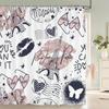 Love Red Rose Shower Curtain Bath Screen Waterproof Fabric Bathroom Decor Large Size 240X180 Valentine's Day Shower Curtains