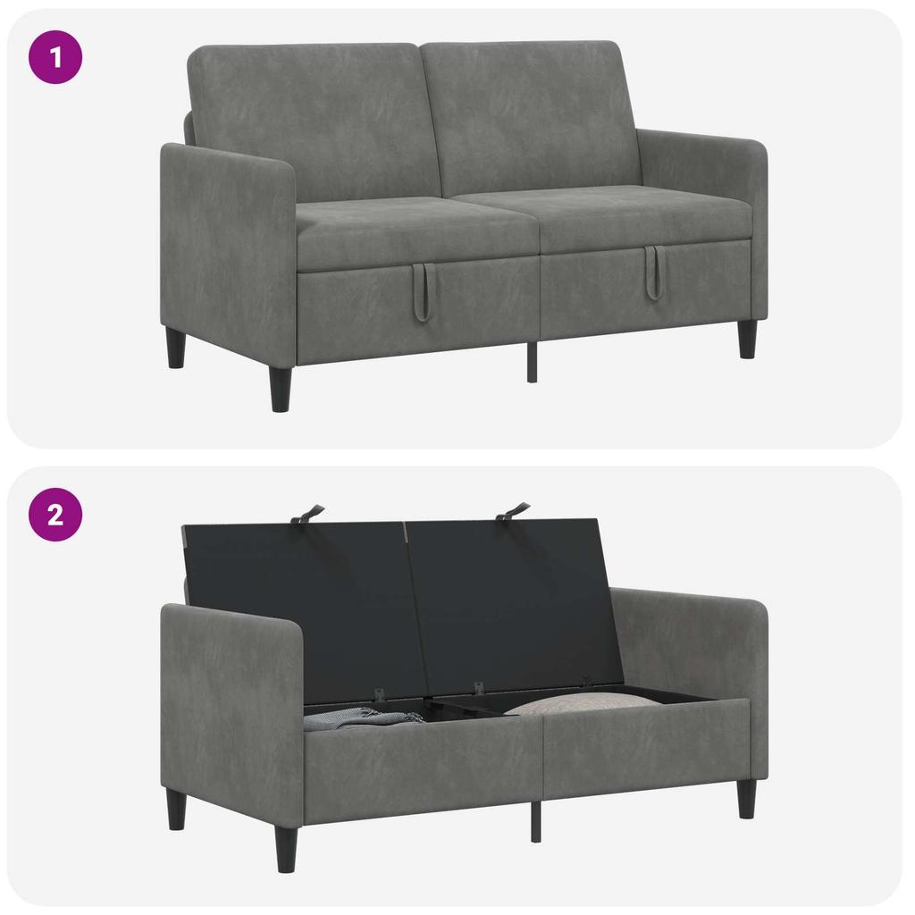 Storage Sofa in Dark Grey 152 x 78 x 87 cm Polyester