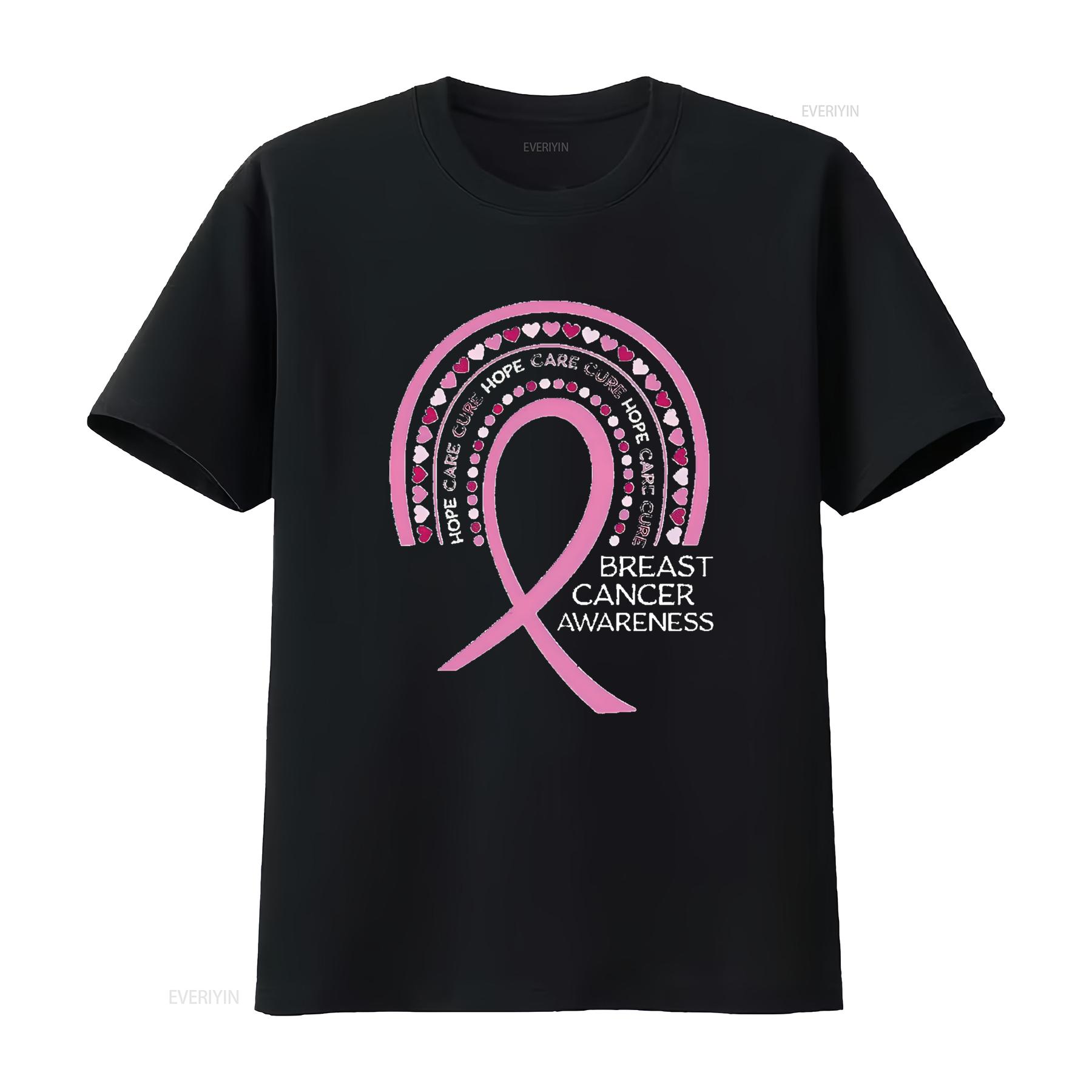 

Breast Cancer Awareness Rainbow Ribbon With Women s Plus Size T Shirt Black 2X Large vintage Washed Stylish streetwear 4XL