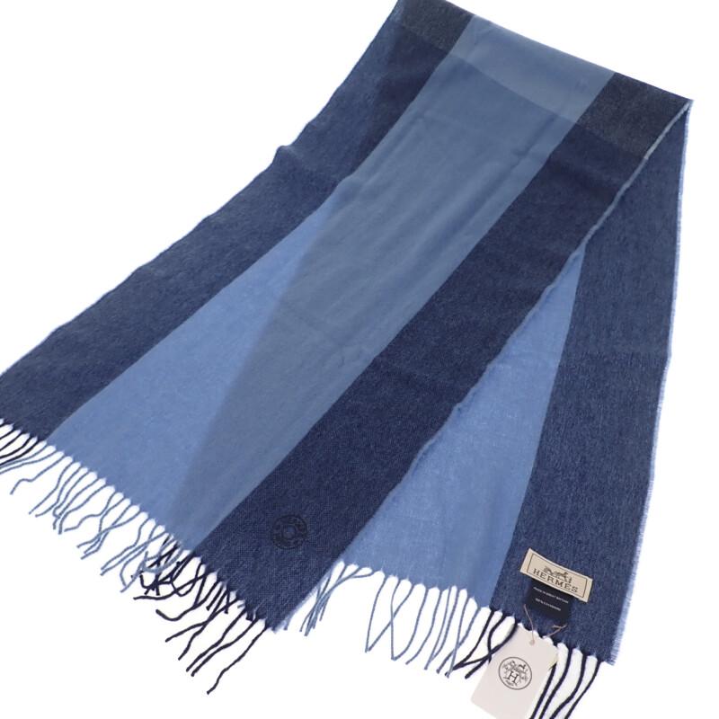 HERMES   Scarf Blue Cashmere Mens