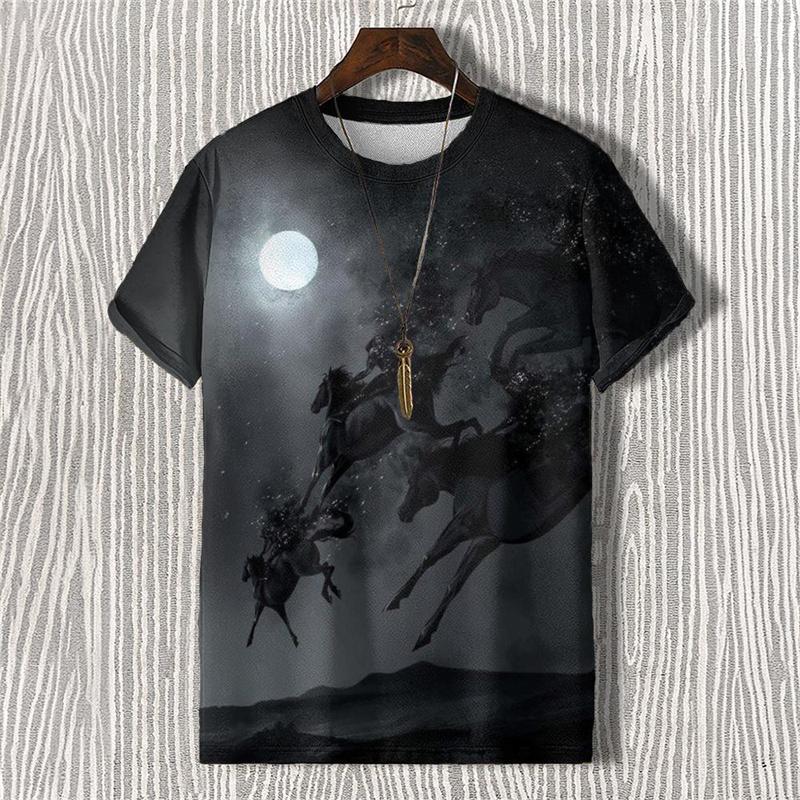 Summer Demon Antlers 3D Print T-Shirts Streetwear Men FashionCasual Oversized O-Neck Short Sleeved T Shirt Tees Tops Clothing