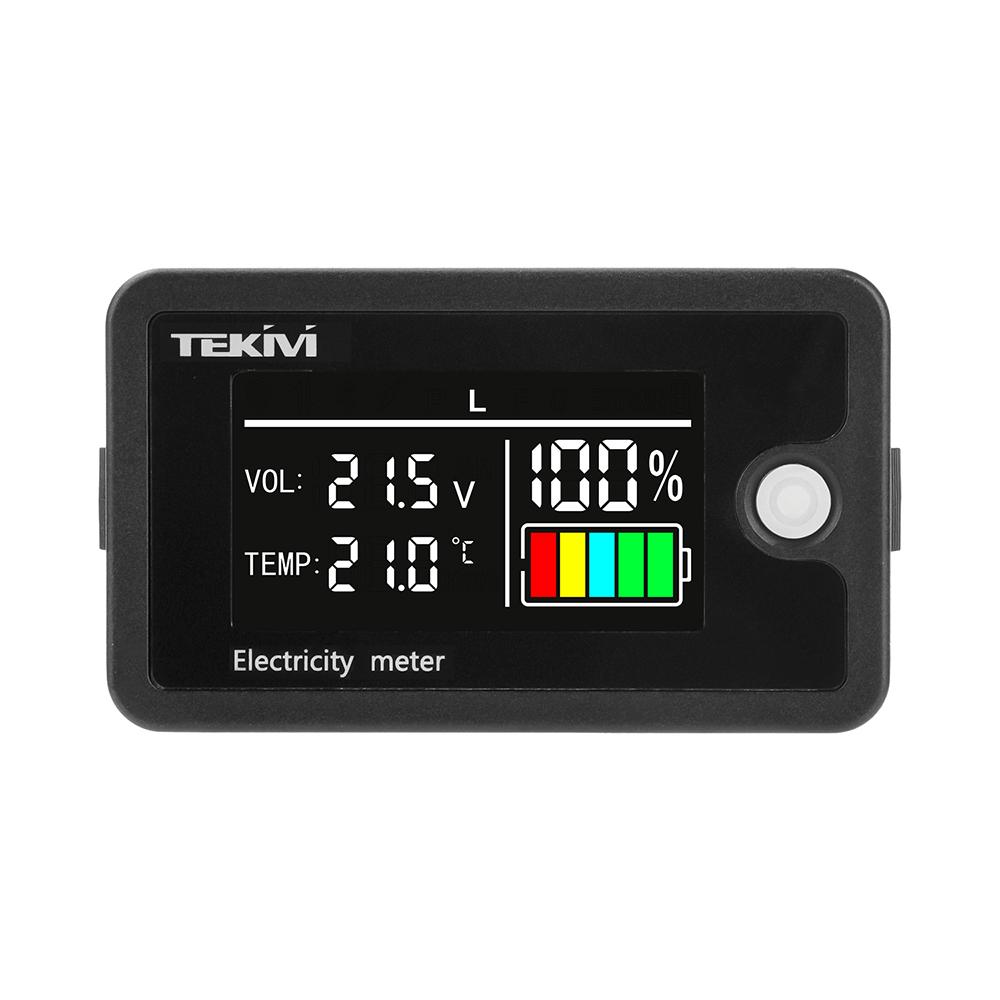 

DC 8-100V Power Indicator LCD Electricity Meter Universal Voltmeter for Ternary/Lithium Iron/Acid Batteries with Temp Display