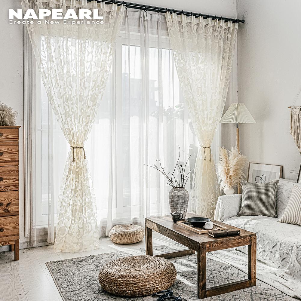 1 PC NAPEARL Tenda jacquard per finestra camera da letto Tenda in tulle morbida tenda trasparente per la decorazione domestica