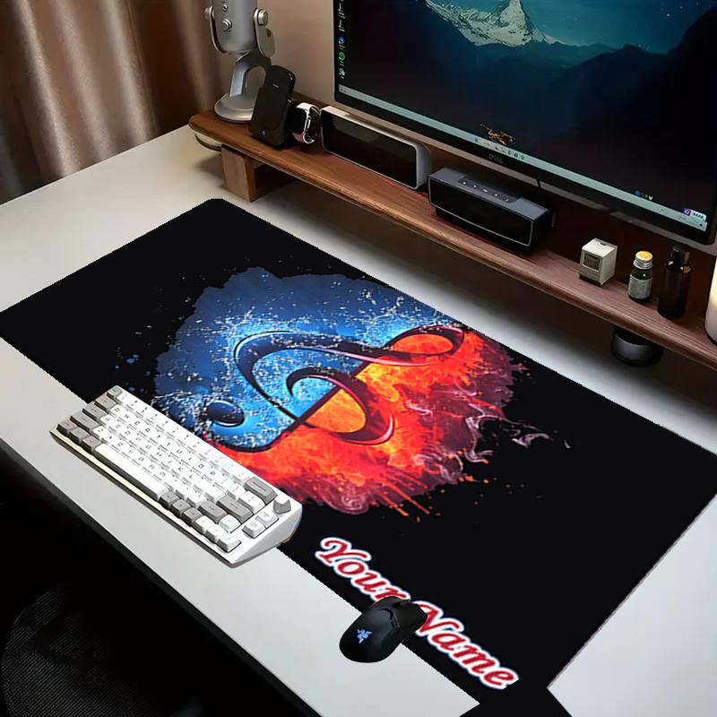 1PC Custom Name Music Fire Ice Mouse pad, keyboard and mouse desk pad, for computer notebook Birthday Gift For Any Room Or Office