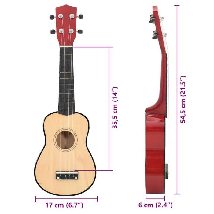 VidaXL Soprano Ukulele Set with Bag for Children Light Wood 21"