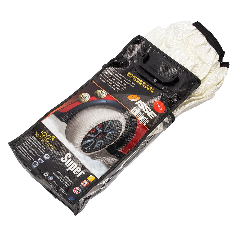 ISSE TEXTILE SNOW CHAINS Cloth Tire Chains Snow Socks SUPER Available In 5 Super Model Easy To Tire Protection for Winter and Sizes 58/62/66/70/74