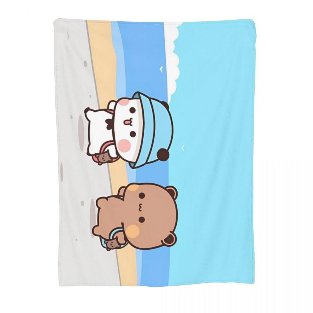 Bubu Dudu Going To Sleep Blanket Flannel All Season Panda and Bear Portable Soft Throw Blanket for Bedding Bedroom Quilt