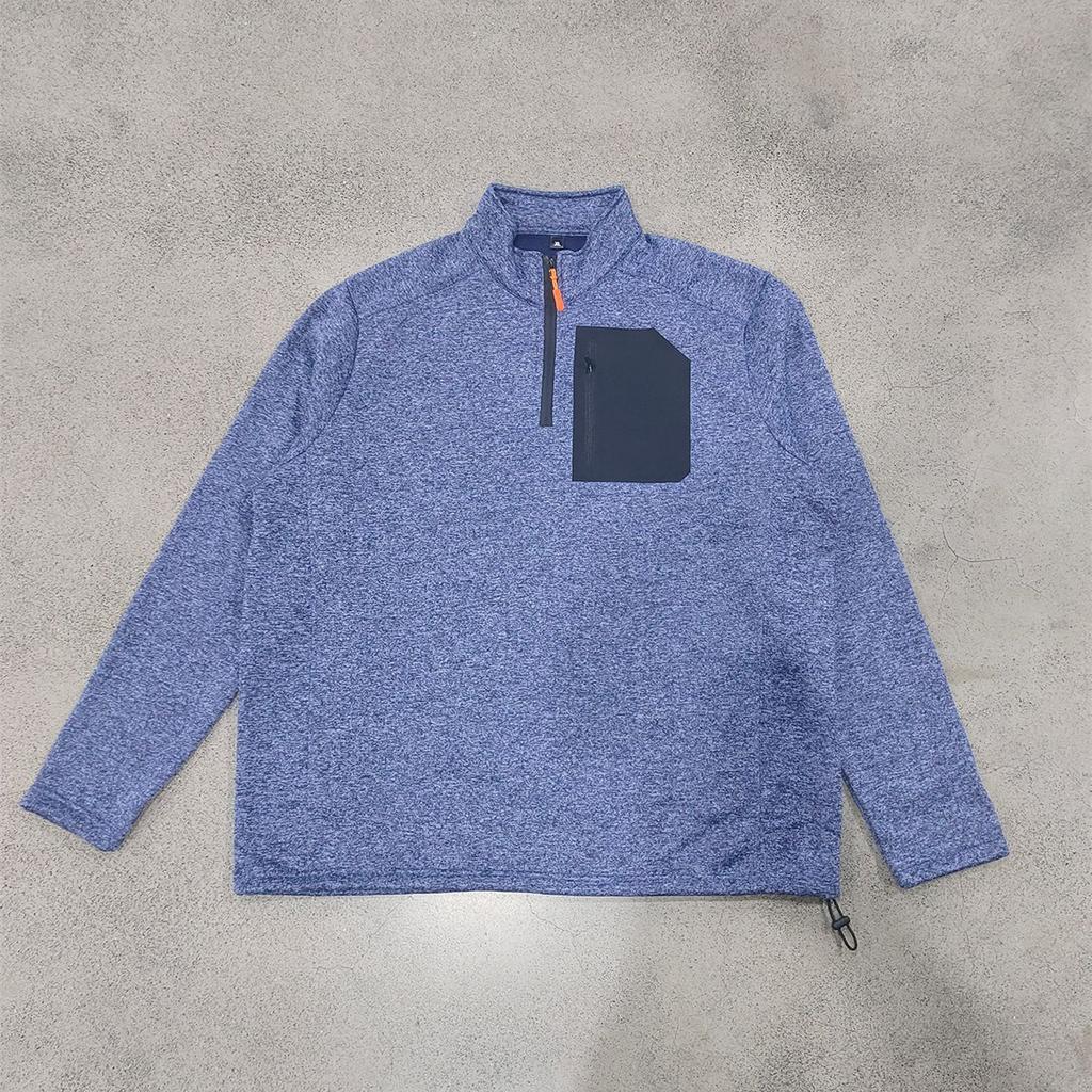 Men's Heather Quarter‑Zip Fleece Pullover, Contrast Zipper Chest Pocket, Stand Collar, Long Sleeve, Casual Outdoor Hiking Sweatshirt Top