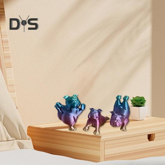3D Printed Yoga Bulldog Figurine Dog Statue Animal Sculpture Home Office Bookshelf Desktop Decoration Ornament Dog Lover Gifts