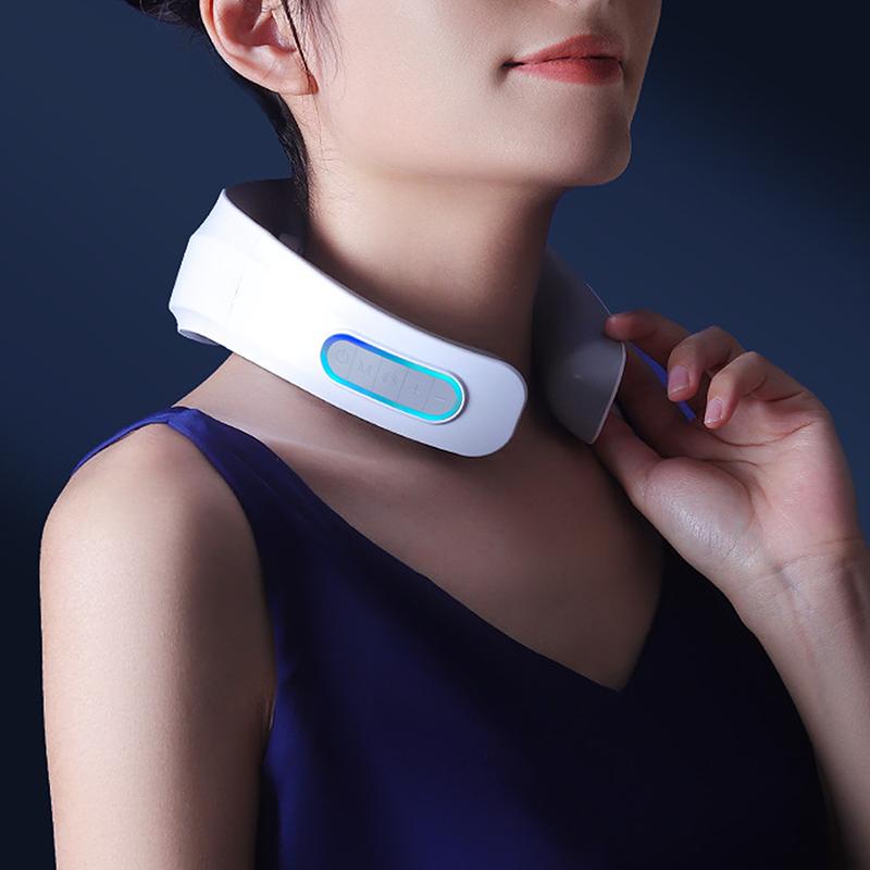 Heated Neck And Shoulder Massager Electric Cervical Pulse Device With Adjustable Intensity For Deep Neck Muscle Relief