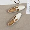 Fashion 2025 New Women's Fashionable High Quality and Elegant  Leather Flats Soft Comfort Elegant Ladies Square Heel  Shoes