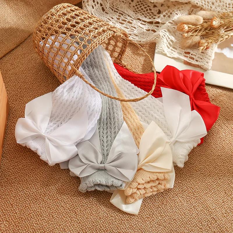 Baby Boy  Floor Ventilate Socks Children's Bow Solid Color Medium Stockings Sock Stuff Accessories Newborn Clothing Girl Cotton