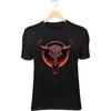 Tribal Bull Skull III T-Shirt – Molten Cracks, Flaming Halo, Warrior Stance