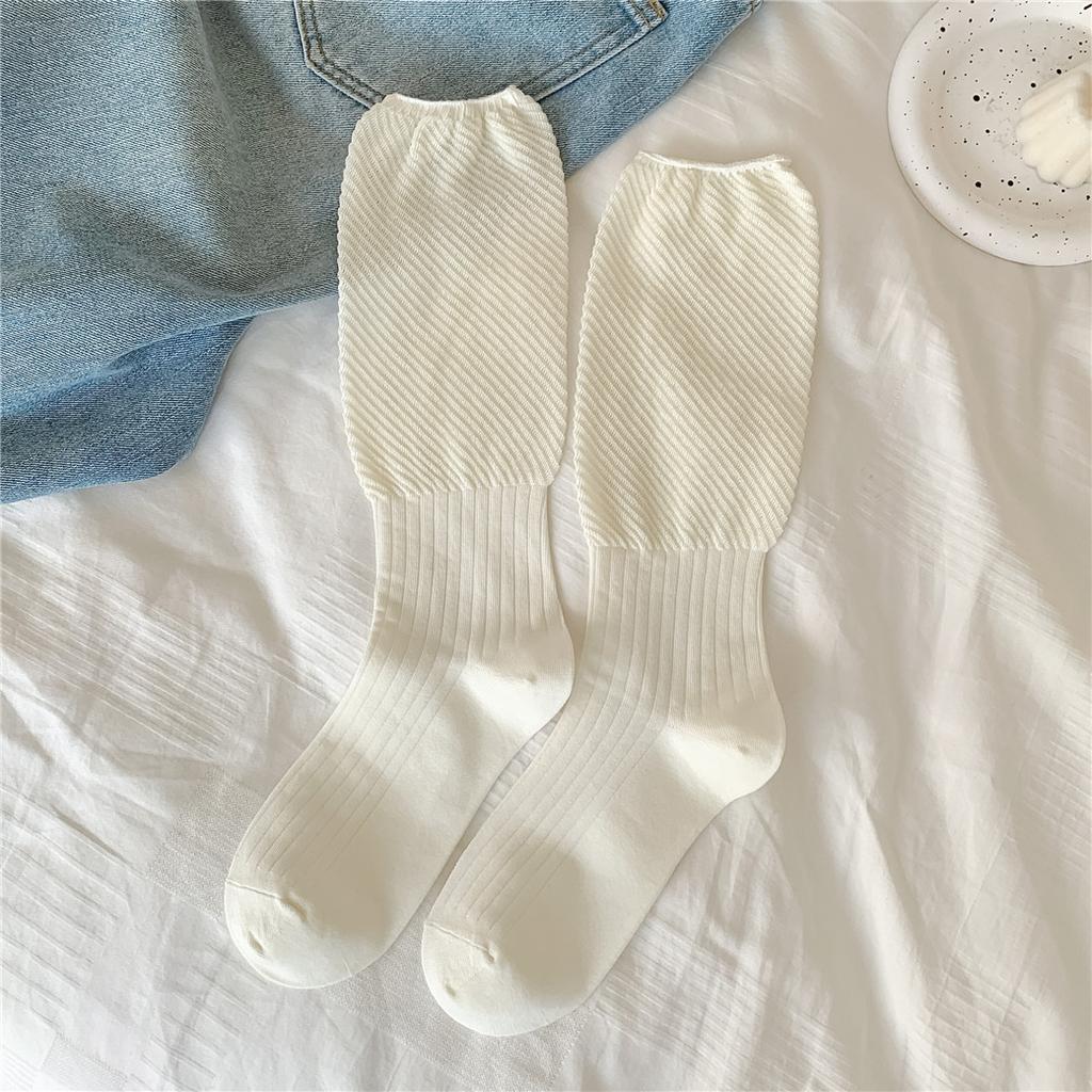 Spring And Summer Breathable Mesh White Stacking Socks Women'S Cotton Long Tube Calf Socks Japanese College Style Jk Trendy Versatile