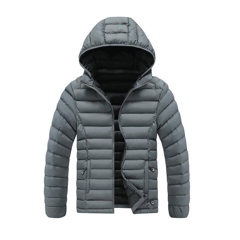 Men's Versatile Windproof Ribbed Cotton Jacket with Detachable Hood and Fleece Lining