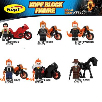 Lego Minifigures Building Blocks Toy Ghost Rider Motorcycle Chariot Assembly Educational Toys