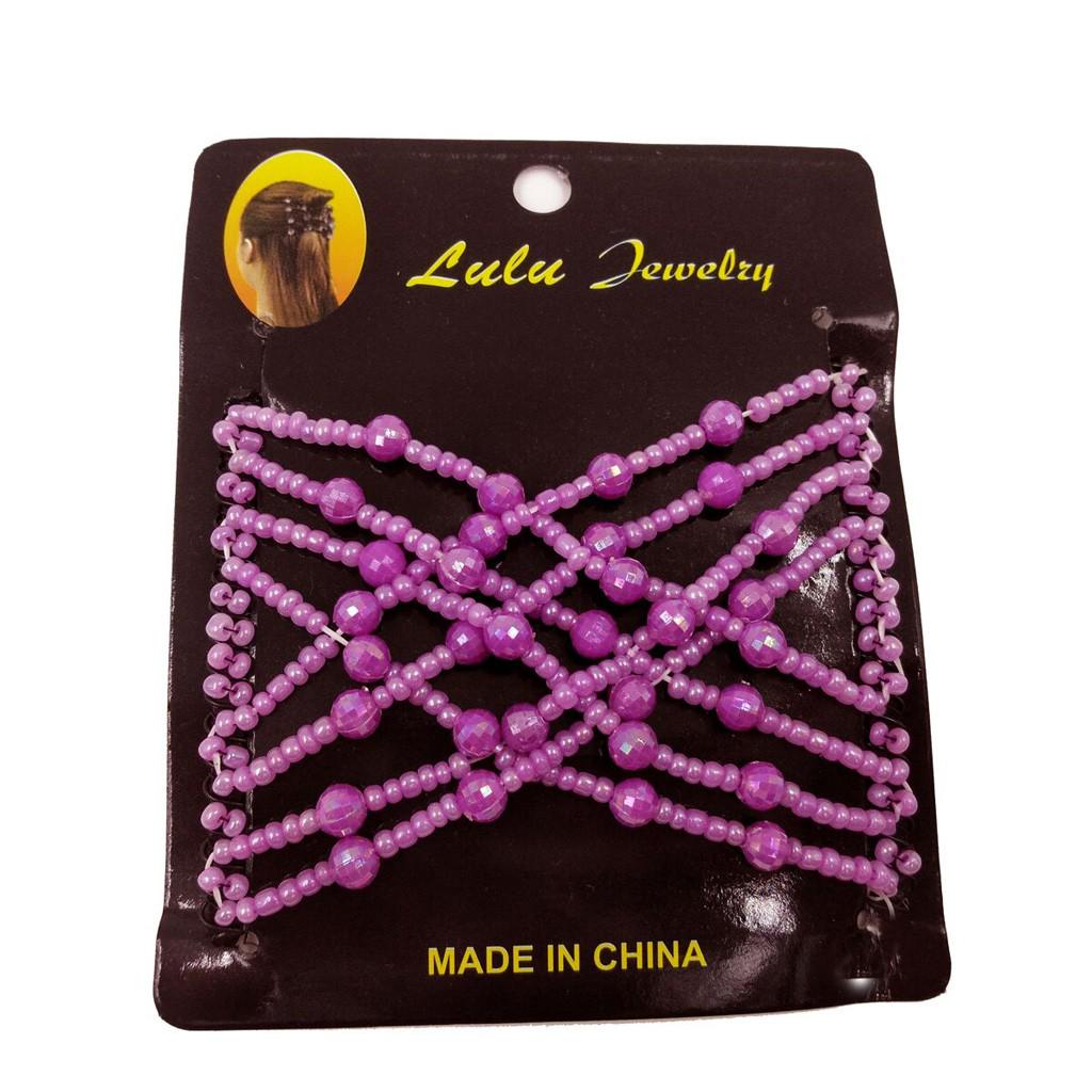 

Эластичные женские расчески для волос из бисера, металлические гребни с двойными слайдами, заколки для волос фиолетовый