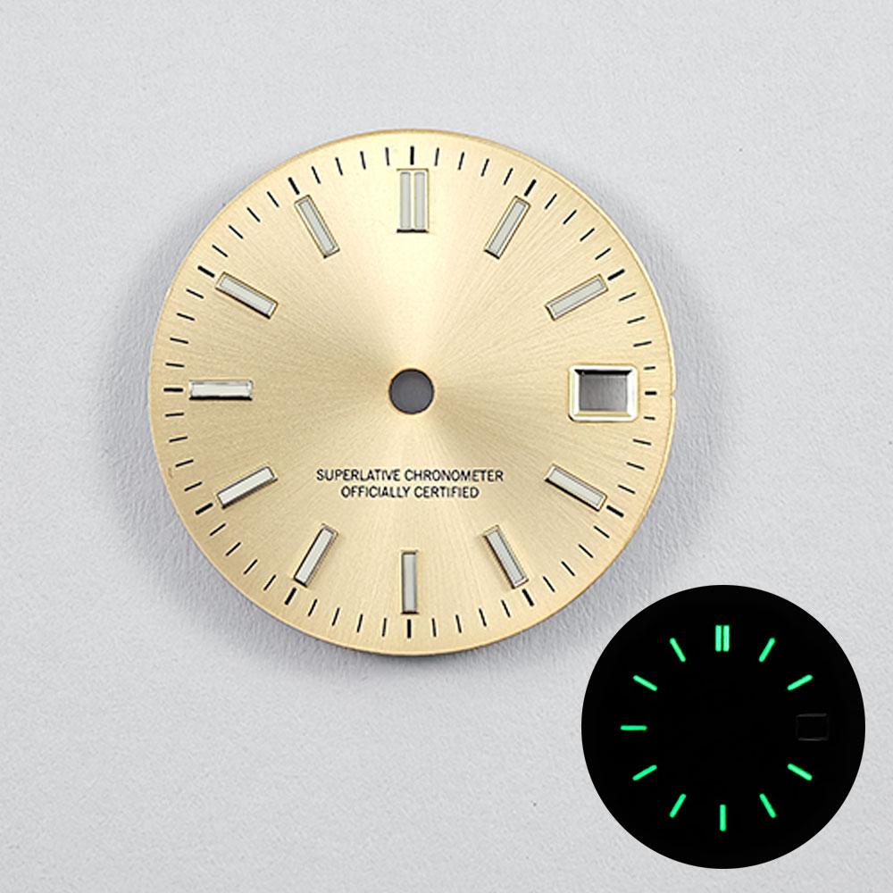 NH35 29mm No Logo Watch Dial fit NH35A NH36 Movement Sterile Window Green Luminous 3.0/3.8 o'clock crown Watch Dial Parts