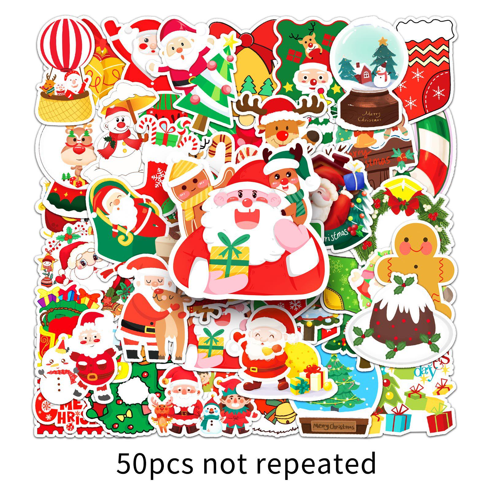 50 Sheets of Christmas Cartoon Graffiti Stickers for DIY Tree & Journal