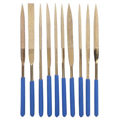 10-teiliges Set 5x180mm Titanbeschichteter Stahl Diamantnadel-Feilensatz zum Feilen Schneiden