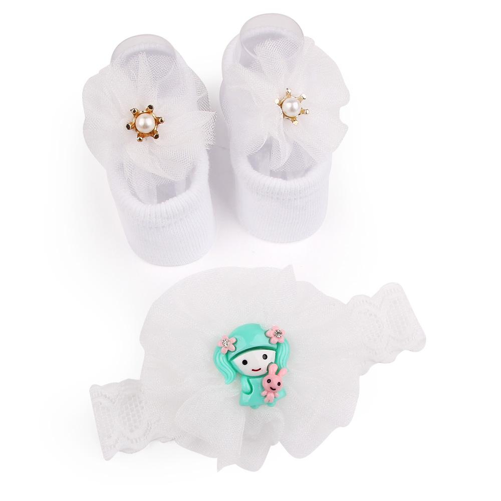 

Комплект из двух детских носков и резинки для волос, несколько вариантов, для малышей, девочек, мягкий хлопок, прекрасный подарок на крещение от 0 до 1 года D2619 12M