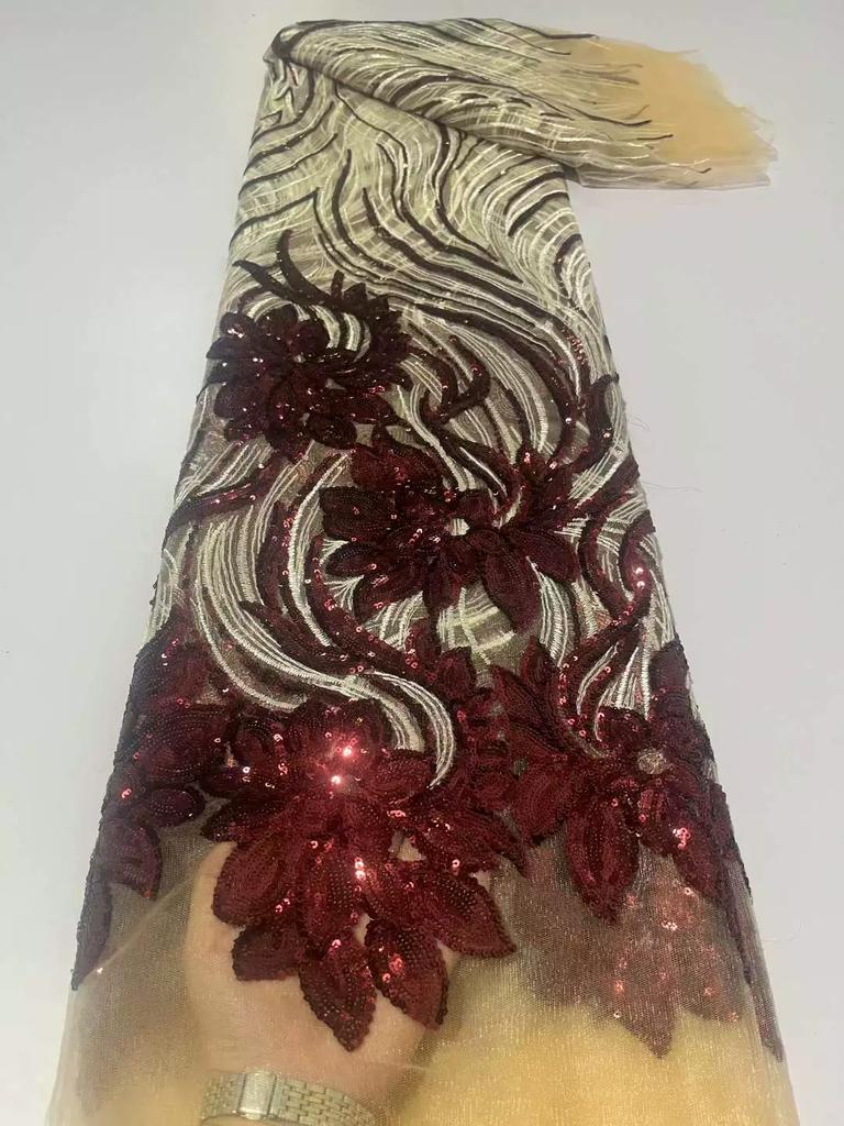 5yard Phoenix tail flower sequin embroidery lace fabric,wedding dress evening dress Cheongsam clothing designer fabric