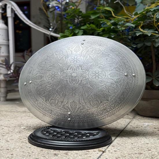 Aluminium Floral Blomst Gravert Skjold Rund Viking Veggkunst