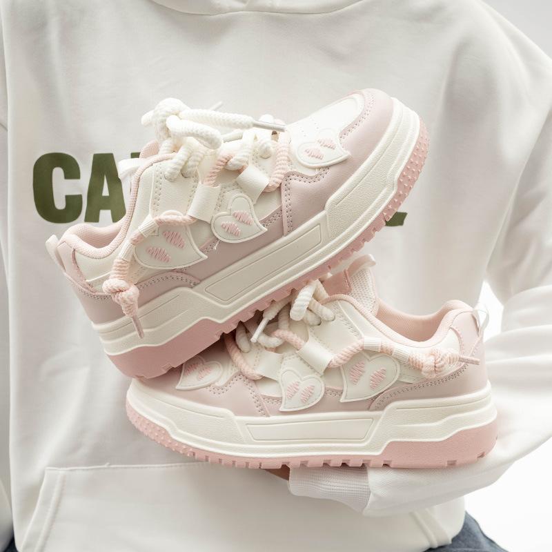 High-value cute thick-soled heightened spring new casual low-top board shoes 35