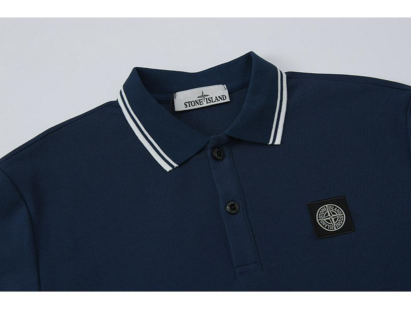 STONE Summer Classic Men's Polo Shirt with Small Logo Embroidery, Business Casual, Loose Fit, Short Sleeve T-Shirt.