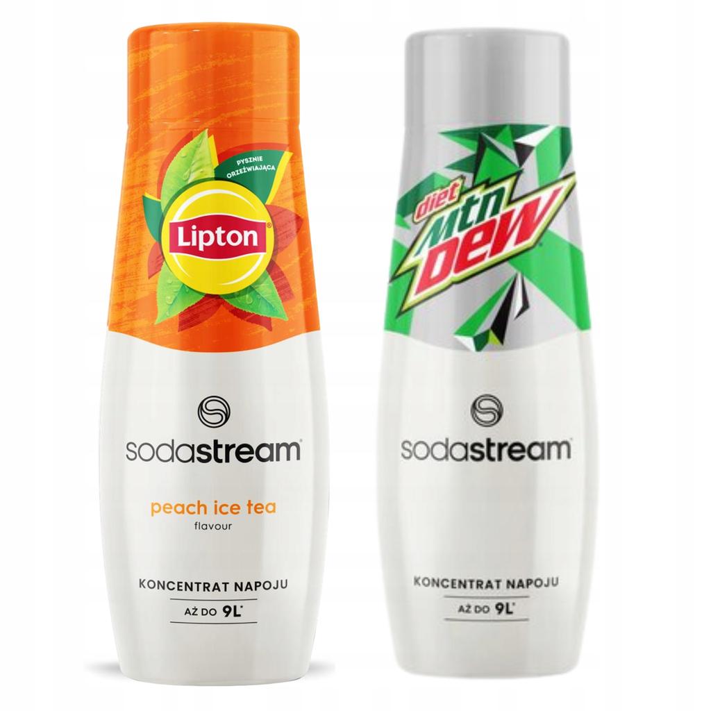 2X Sodastream Lipton Ice Tea Peach Syrup + Mountain Dew Zero