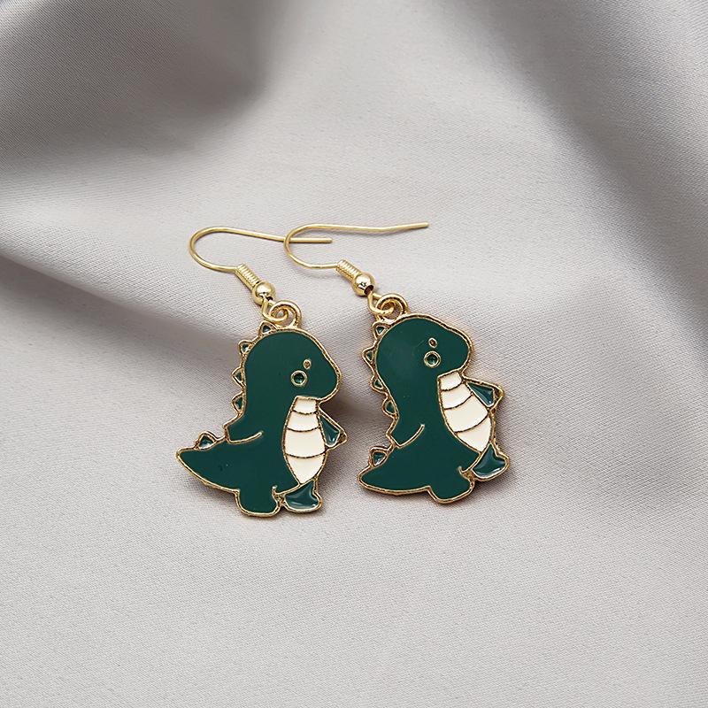 Versatile Green Dinosaur Cartoon Earrings – Cute Summer Design with Girly Charm