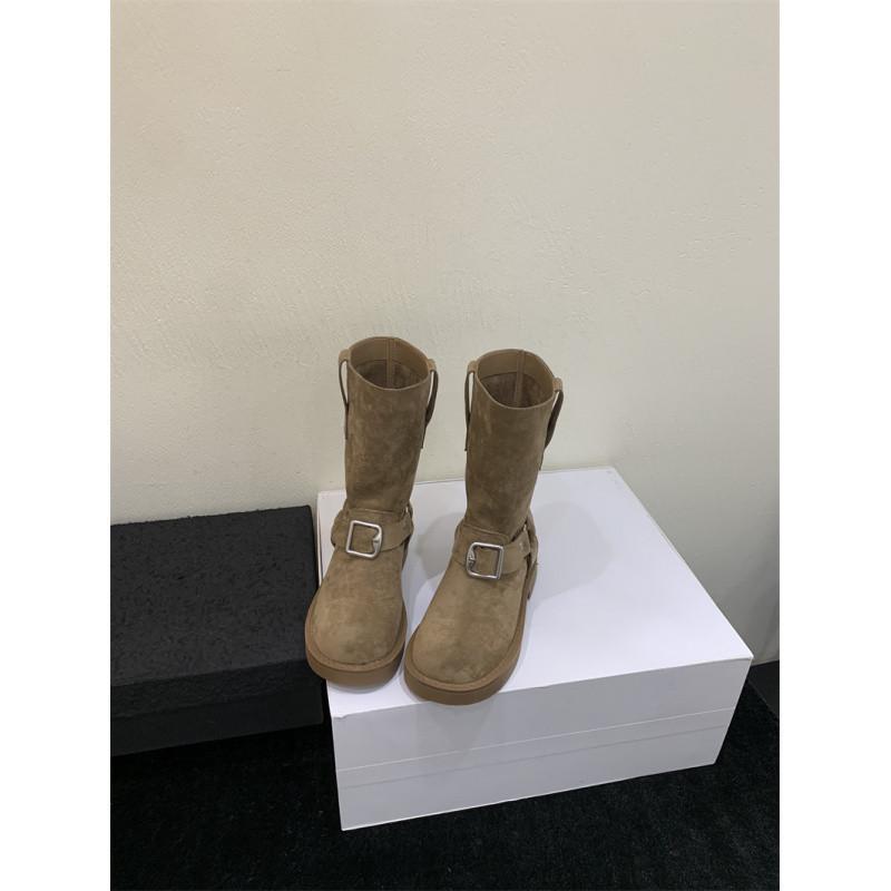 Retro Nischenmode Stiefeletten für Damen Herbst und Winter 2025 neue Mode Gürtelschnallendesign Stiefeletten